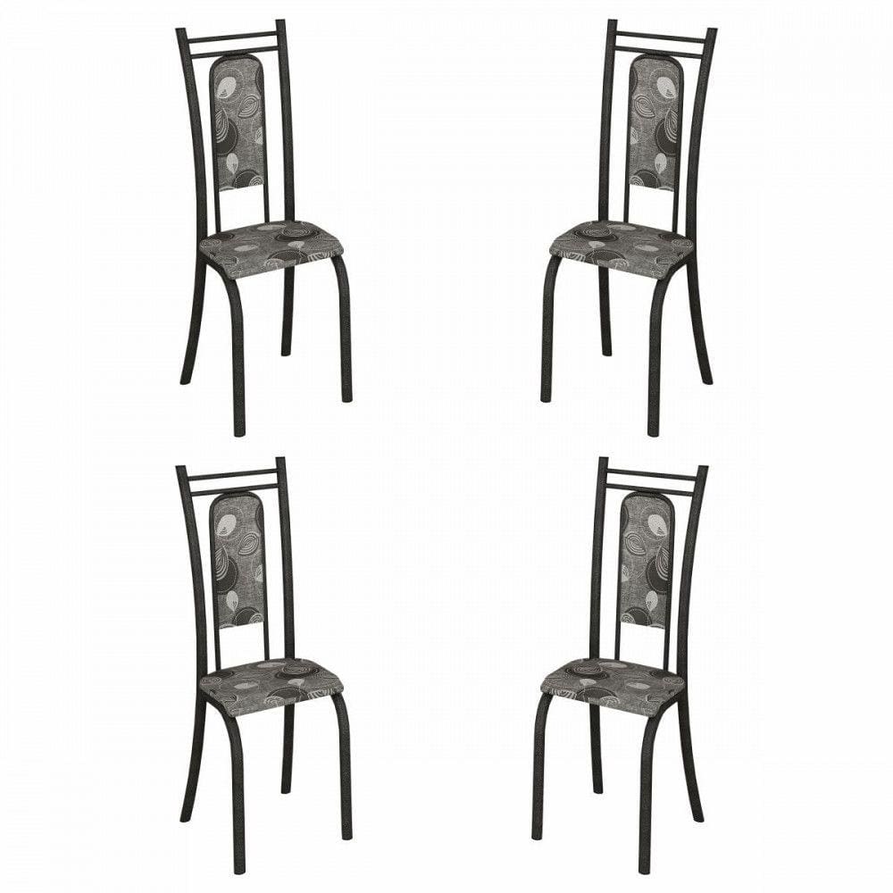 Conjunto com 4 Cadeiras Paris Martelado Grafite Teixeira