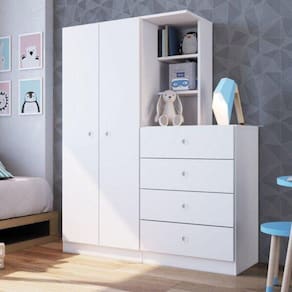 Guarda Roupa Infantil 2 Portas Cômoda Montessoriano Meu Fofinho Branco