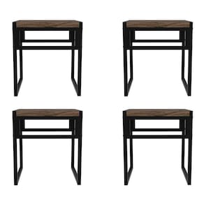 conjunto com 4 bancos wooden carvalho dark e preto