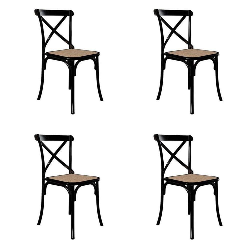 conjunto com 4 cadeiras de jantar katrina preta