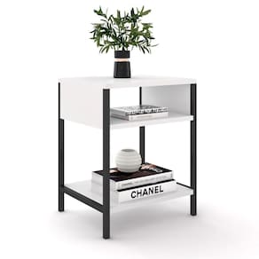 Mesa de Cabeceira Estilo Industrial Plaza L03 Branco - Mpozenato