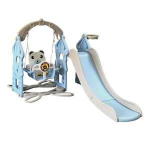 Playground Infantil 3 em 1 Plástico Escorregador Balanço Cesta Basquete Brinquedo Brinqway Bw-218