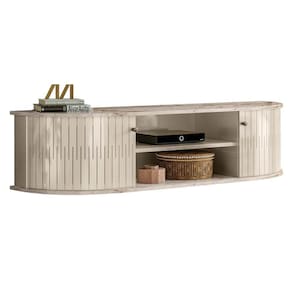 Rack Bancada para TV 60 Pol Suspenso 136cm Helena M01 Calacata/Off White - Mpozenato