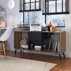 Rack Sala e Escritório Para Tv até 50 Polegadas 136cm Com uma Gaveta Preto/Mel