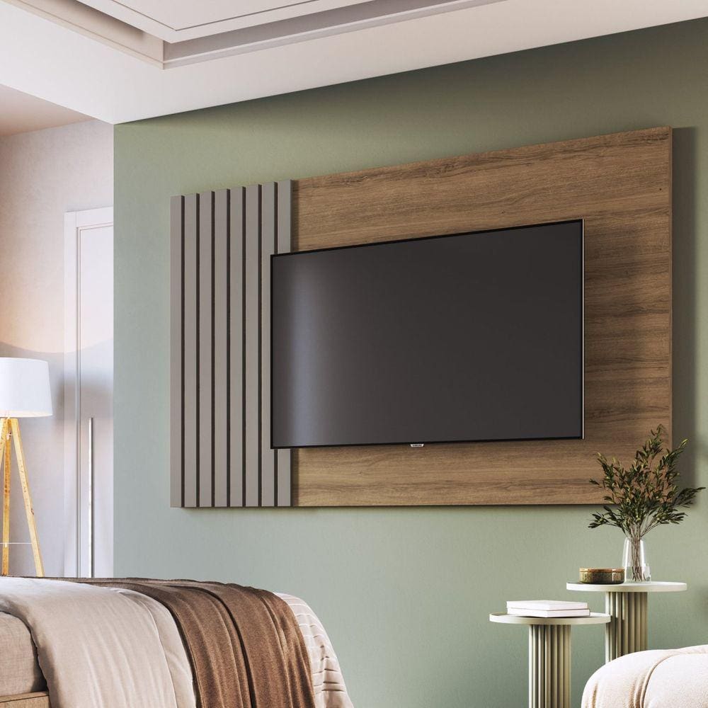 Painel Para Tv até 65 Polegadas Ripado 180cm - PL180BM Mel/Fumê