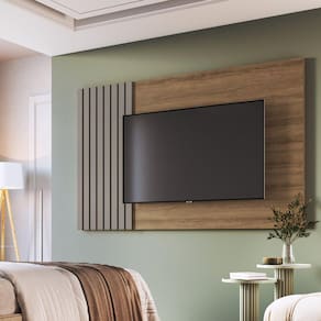Painel Para Tv até 65 Polegadas Ripado 180cm  - PL180BM Mel/Fumê