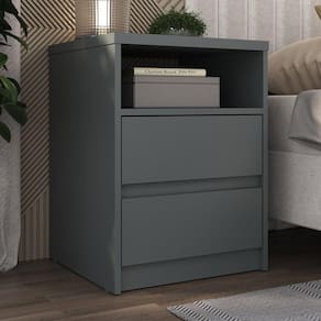 Mesa de Cabeceira 2 Gavetas 1 Nicho 100% MDF Gales Grafitto