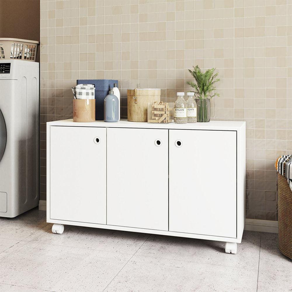 Armário Multiuso 3 Portas 1 Prateleira MDP 15mm Branco