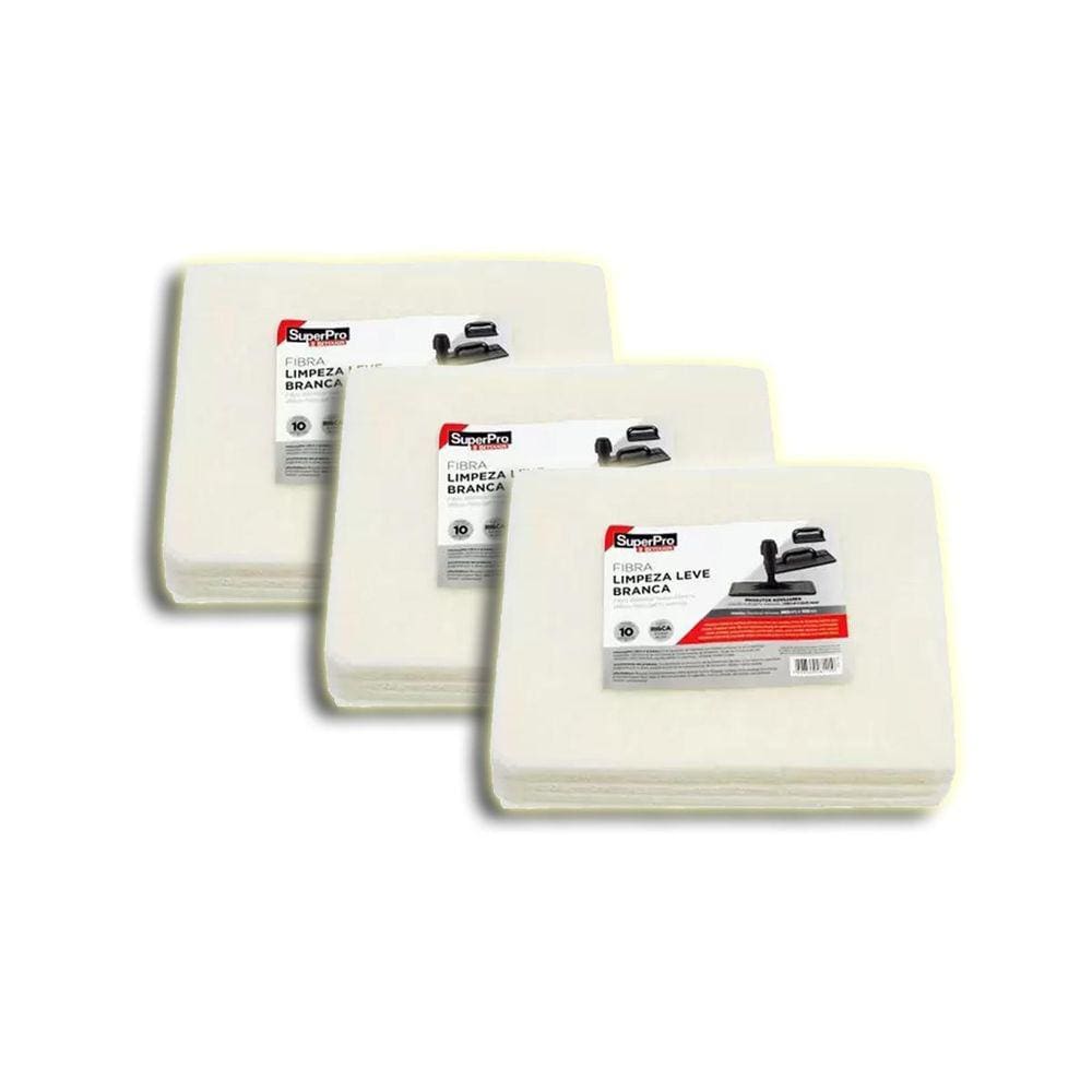Esponja Fibra Branca Limpeza Kit 3