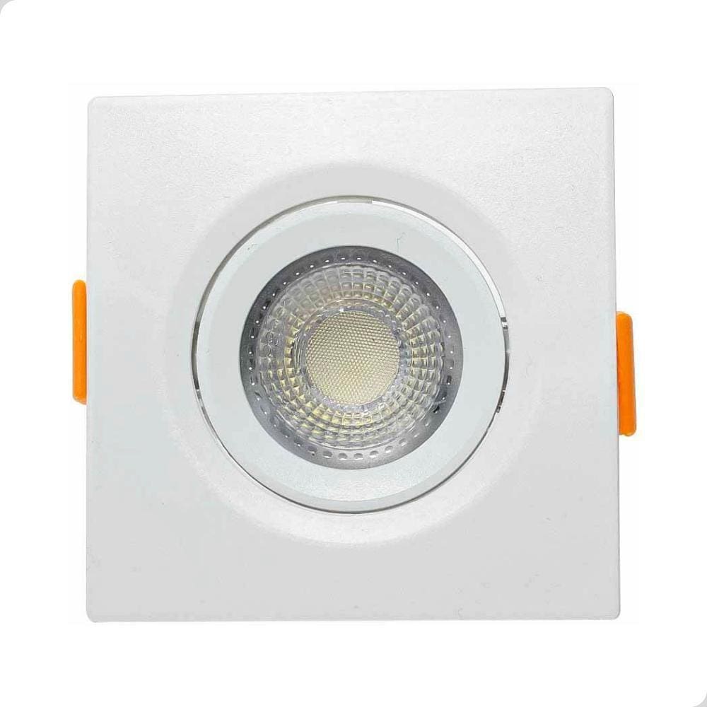 Spot Led Embutir Quadrado 7W Bivolt 3000K Branco Quente