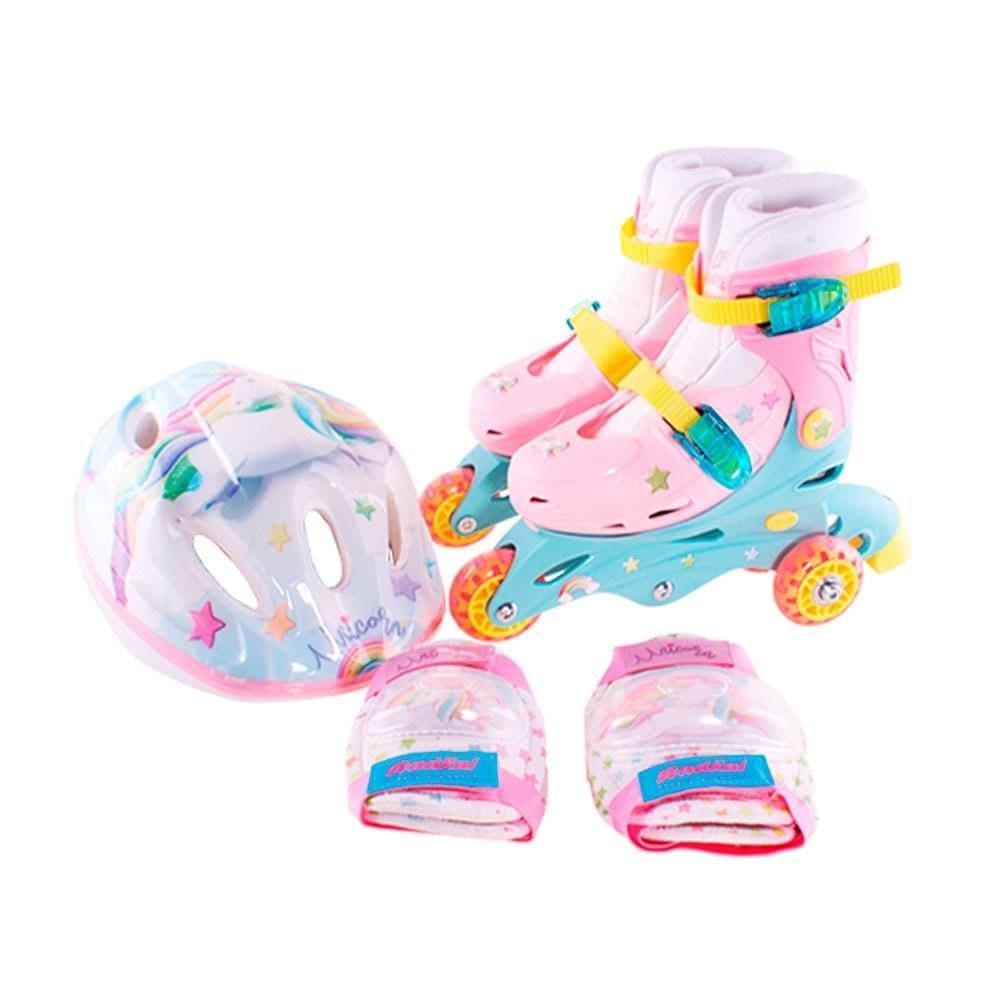 Patins Tri Line Ajustável com Acessórios Unicórnio Fenix