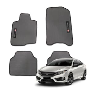 Jogo Tapete Civic 2017 2018 2019 2020 2021 Borracha Pvc Automotivo 4 Peças Preto Bordado