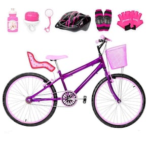 Bicicleta Infantil Aro 24 Alumínio Violeta E Rosa