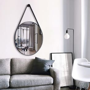 Espelho Redondo Decorativo Adnet Escandinavo 60cm com Suporte Rei dos Vidros Preto