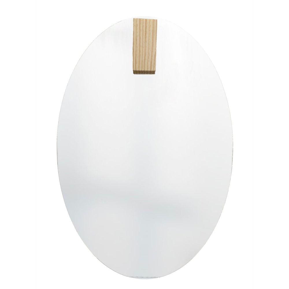 Espelho Decorativo Oval com Aplique Retangular Pinus Incolor