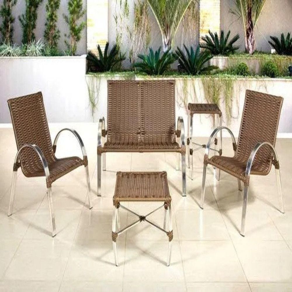 Conjunto De Poltronas E Namoradeira Mini Garden - Área Externa, Jardim, Piscina Trama