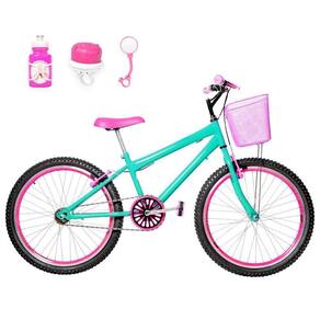 Bicicleta Infantil Feminina Aro 24 Aero Verde Água E Pink