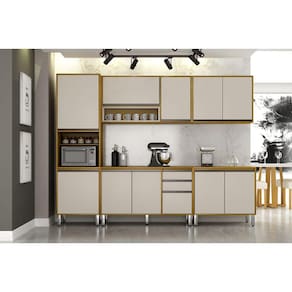 Cozinha Completa 5 Peças 11 Portas - Eduarda-Cinamomo/Off White - CHF Móveis