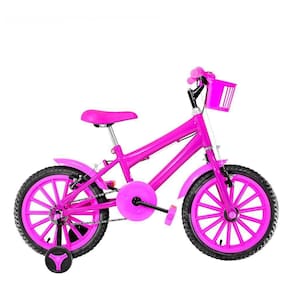 Bicicleta Infantil Feminina Aro 16 Nylon Pink