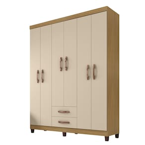 Guarda Roupa Casal Porto Belo 6 Portas 2 Gavetas Carvalho Off White Clique Chique