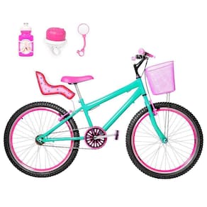 Bicicleta Infantil Aro 24 Aero Verde Água E Pink