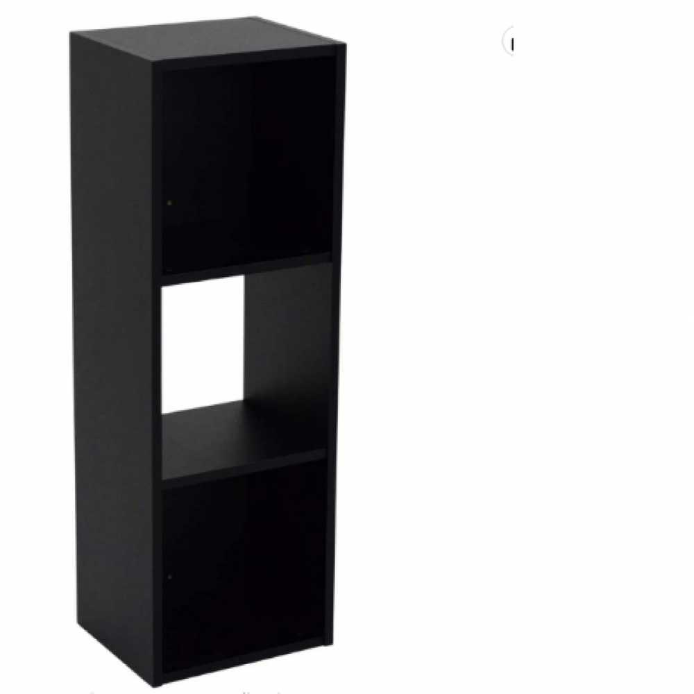 Estante de Livros 3 Nichos em Mdf Preto