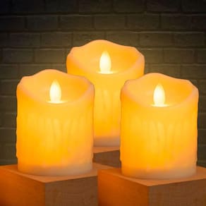 Vela Led Eletrônica Chamejante 7 cm KIT 3 peças CBRN20300
