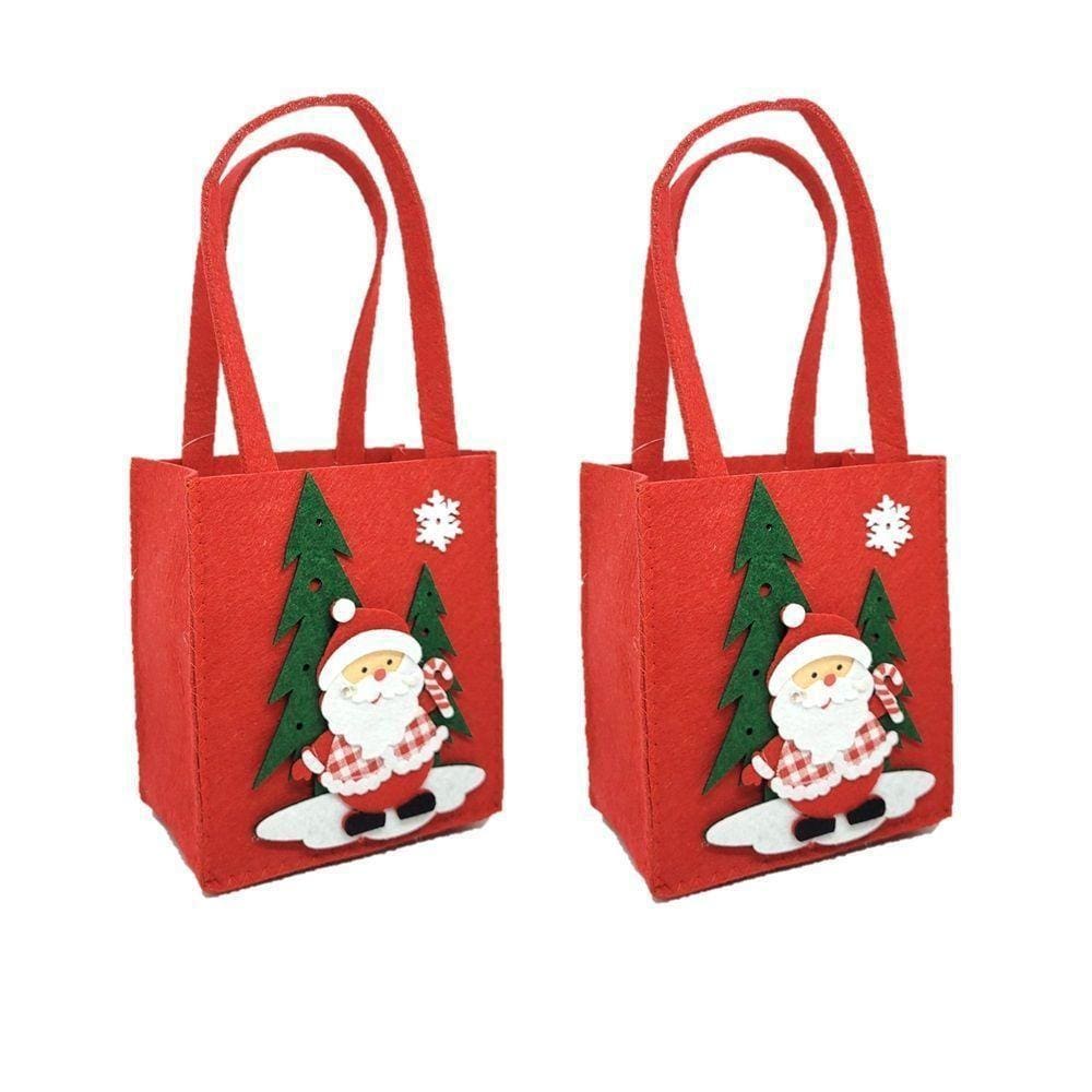 Kit 2 Sacolas Decorativas Feltro Natal Papai Noel 30cm