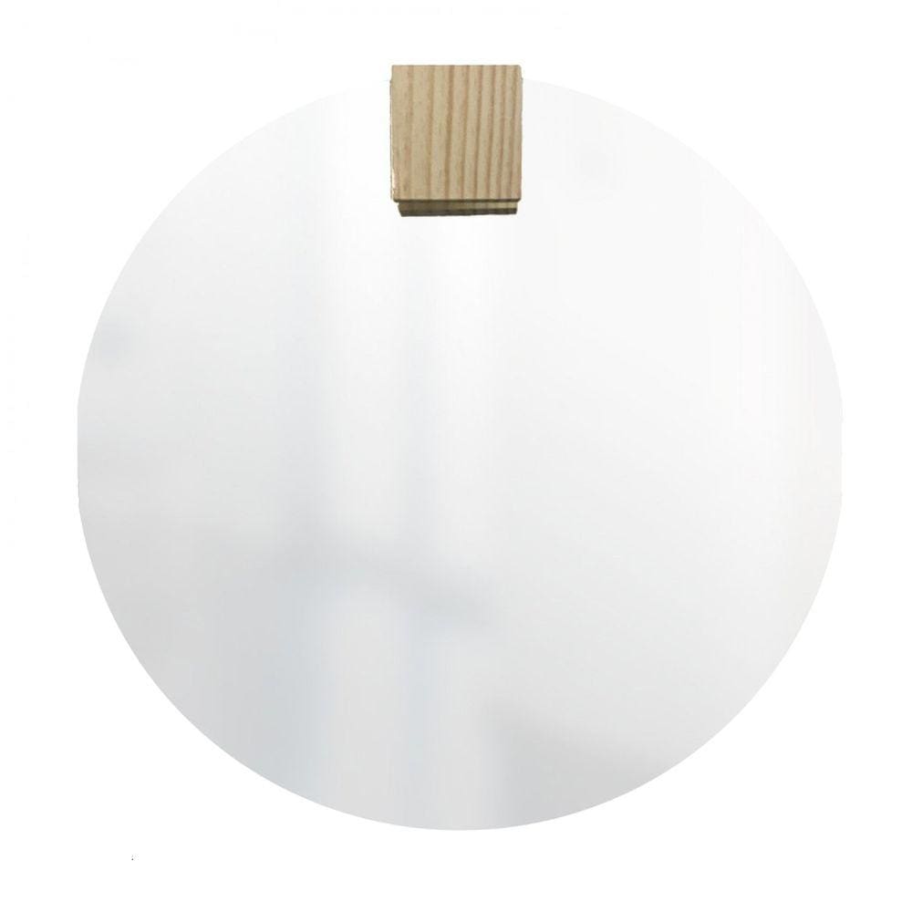 Espelho Decorativo Redondo com Aplique Retangular Pinus Incolor