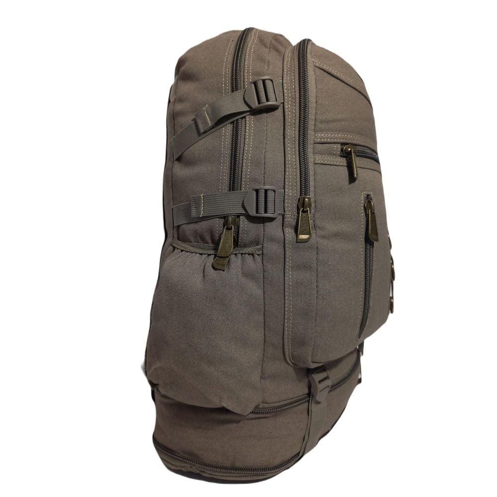 Mochila Camping Trilha Viagem Lona Bege - KVN 50 Litros