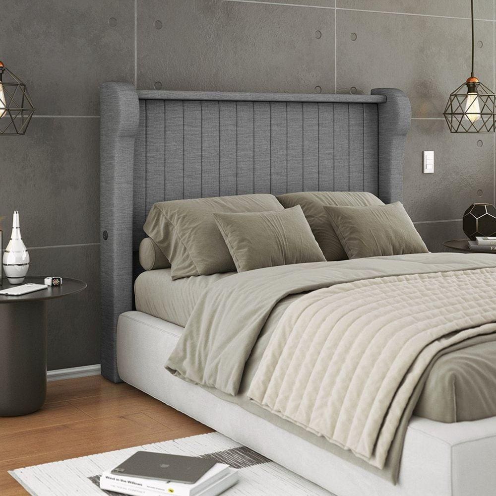 Cabeceira Casal 150cm Entrada USB Samara Cinza