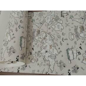 Papel de parede infantil mapa cinza