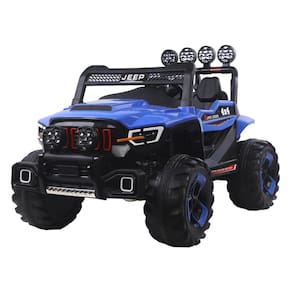 Carrinho Jipe Infantil Elétrico Super Cross 4x4 12v com Controle Remoto Bluetooth Azul