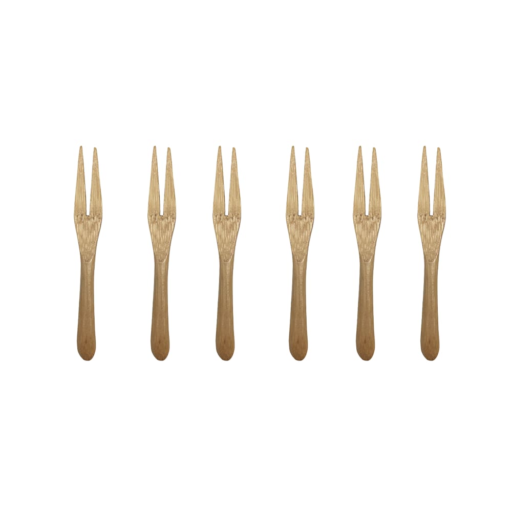 Kit 6 Mini Garfos Oikos em Bambu Natural Minimalista