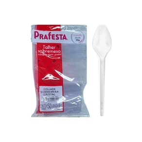 Colher Descartável Transparente - Kit 50 Unidades
