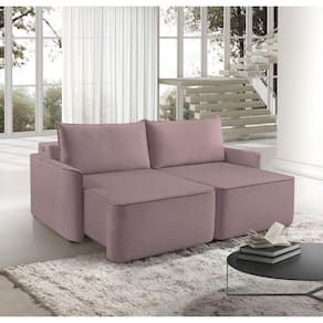Sofá Retrátil 160cm com Porta USB 2 Lugares Moon 2326 Rosa