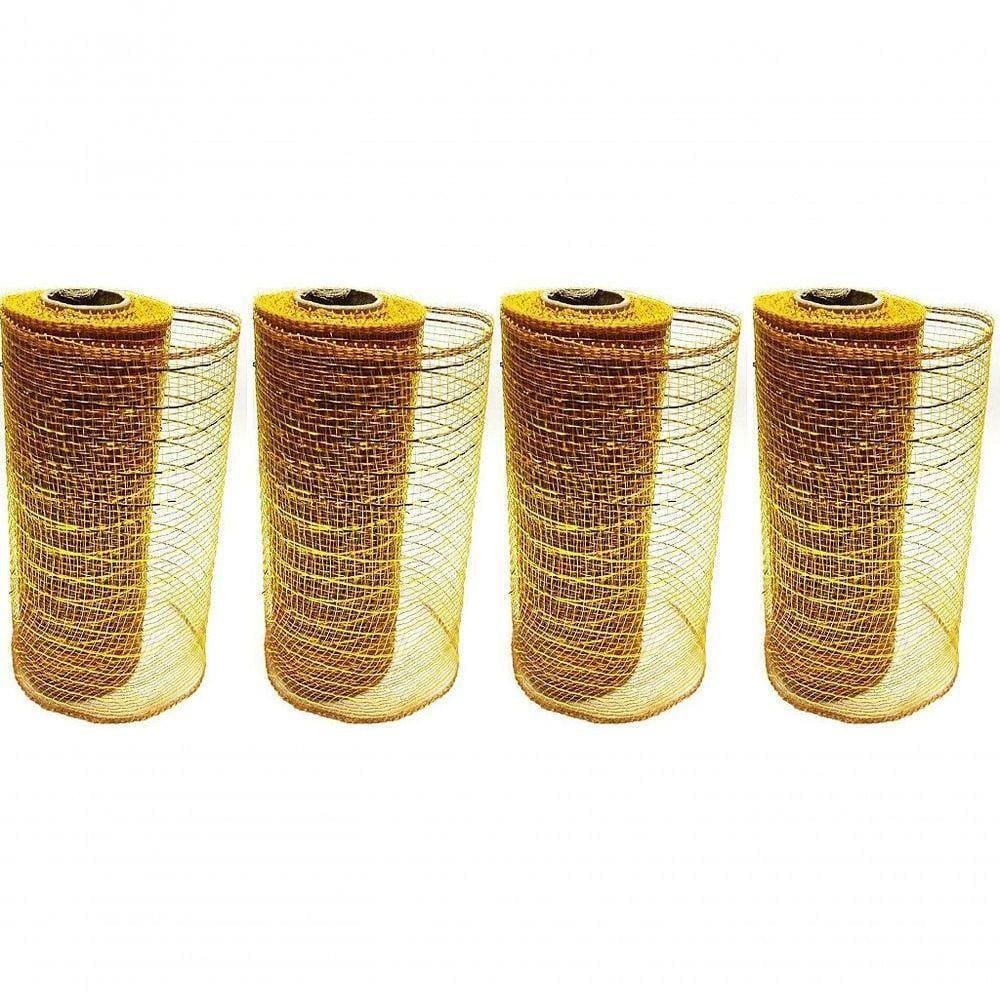 Kit Tela Decoração Natal Fita 15cmx5m Dourado 4 Peças - Magizi