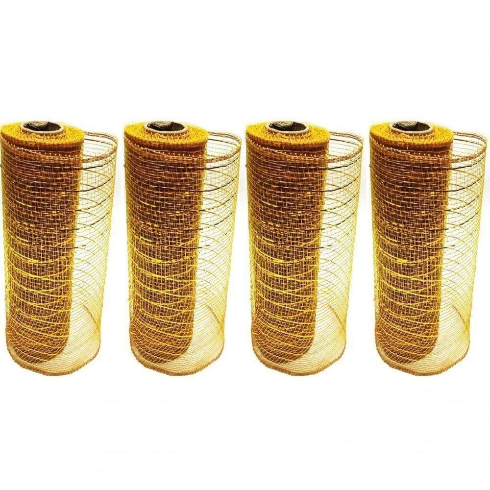 Kit Tela Decoração Natal Fita 25cmx5m Dourado 4 Peças - Magizi