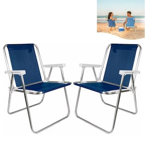 Kit 2 Cadeira Alta Sannet Em Alumínio Para Praia Camping Piscina Azul Marinho - Mor