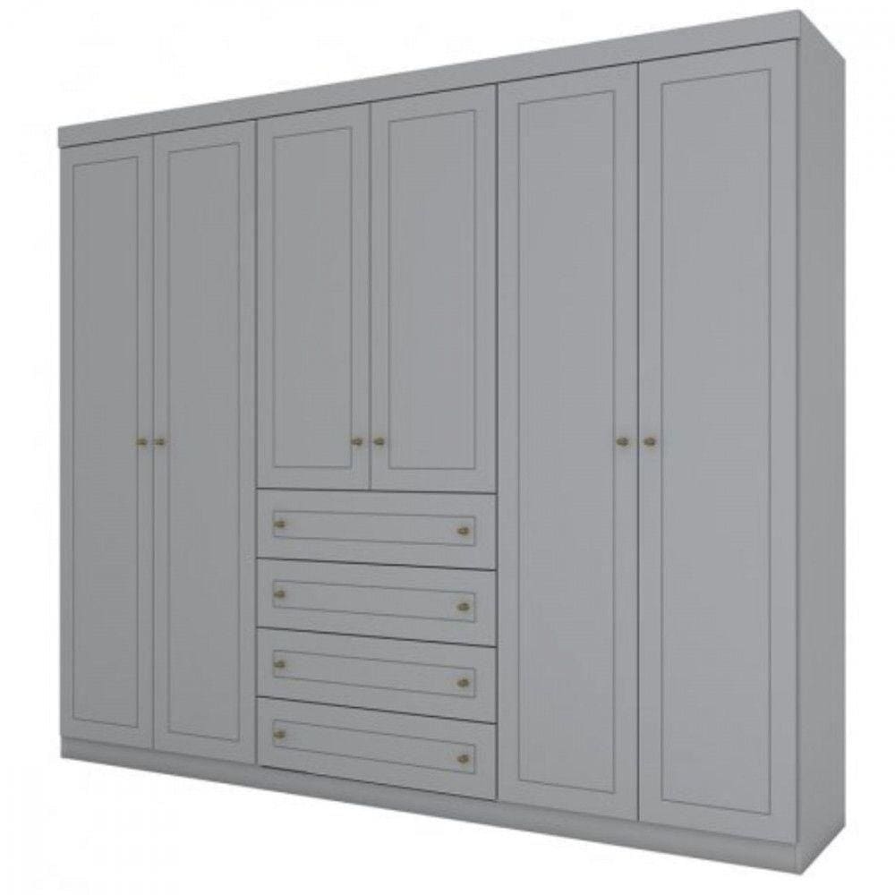 Guarda Roupa Henn Americano 6 Portas 4 Gavetas D205-05 Cinza