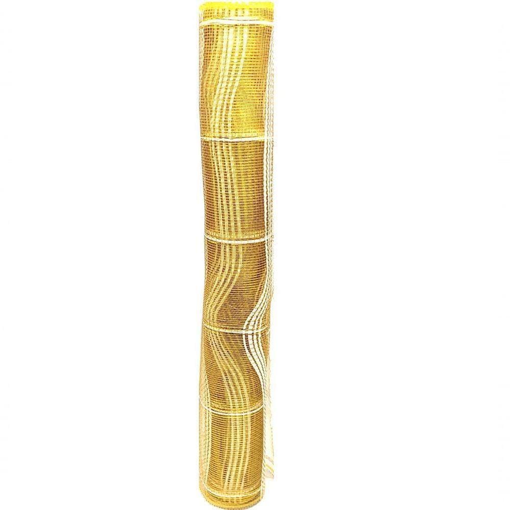 Tela Natal Fita Gigante 52cm X 5 Metros Dourada Fio Branco