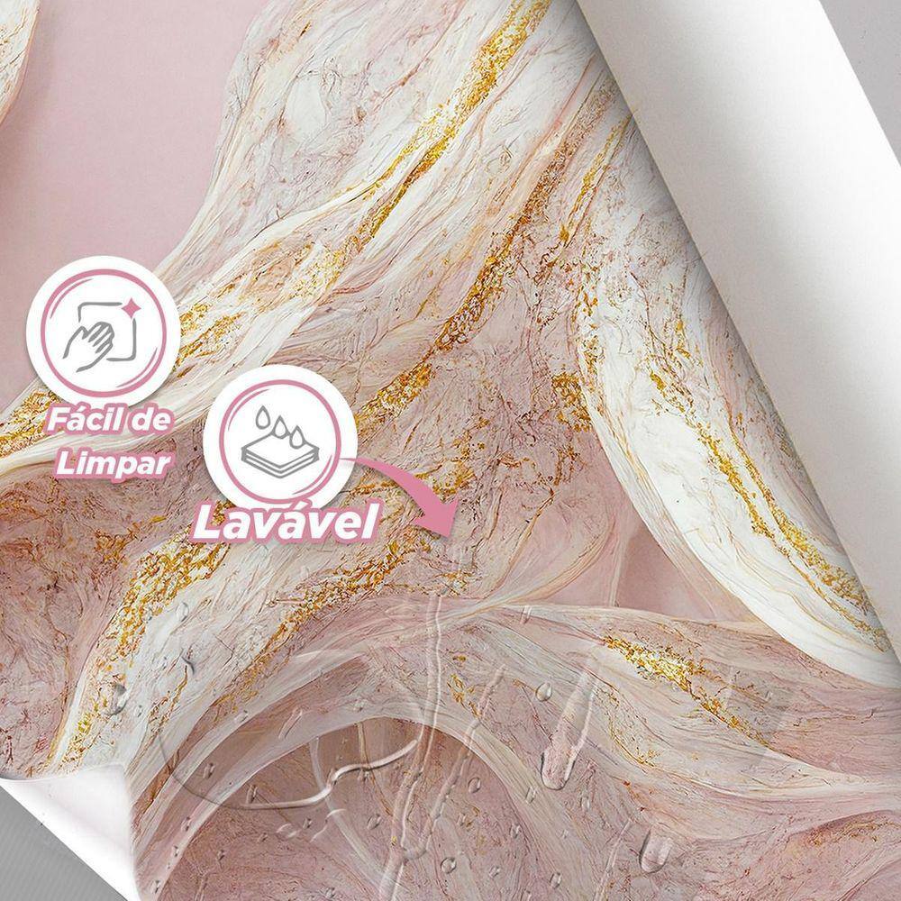 Papel De Parede Painel 3D Mármore Branco Bege Ouro 3,5M