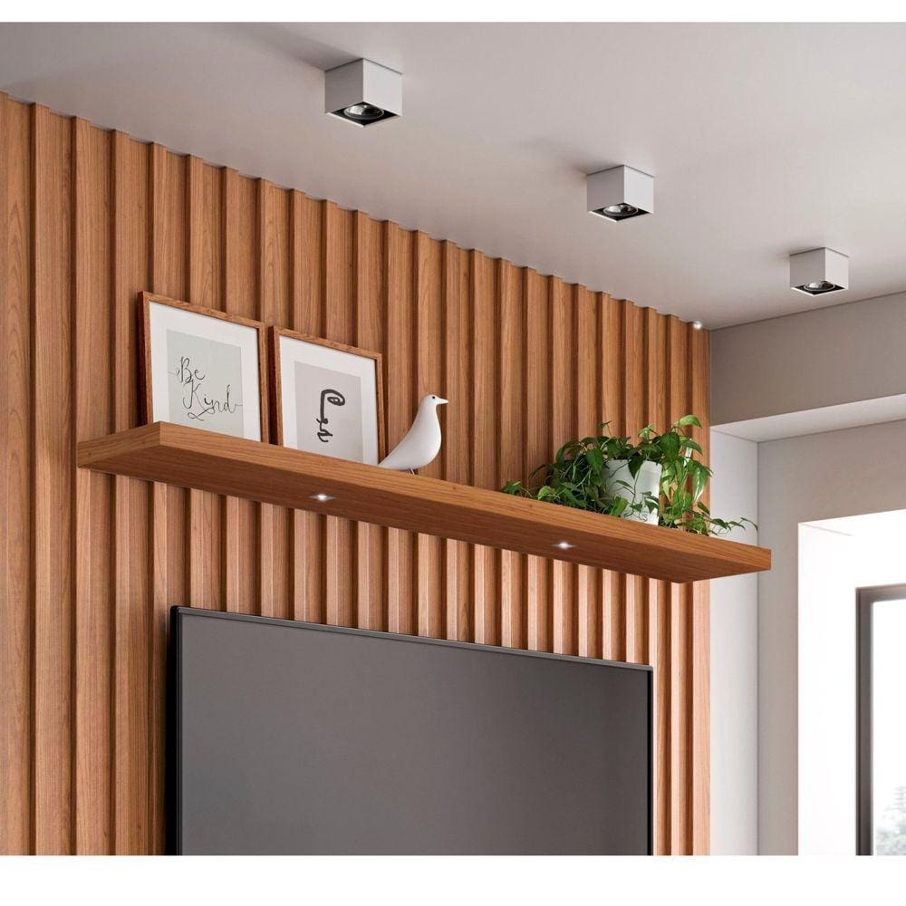 Prateleira com LED MDF 3,8X150cm Marrom Pradel Móveis Freijó/Madeirado