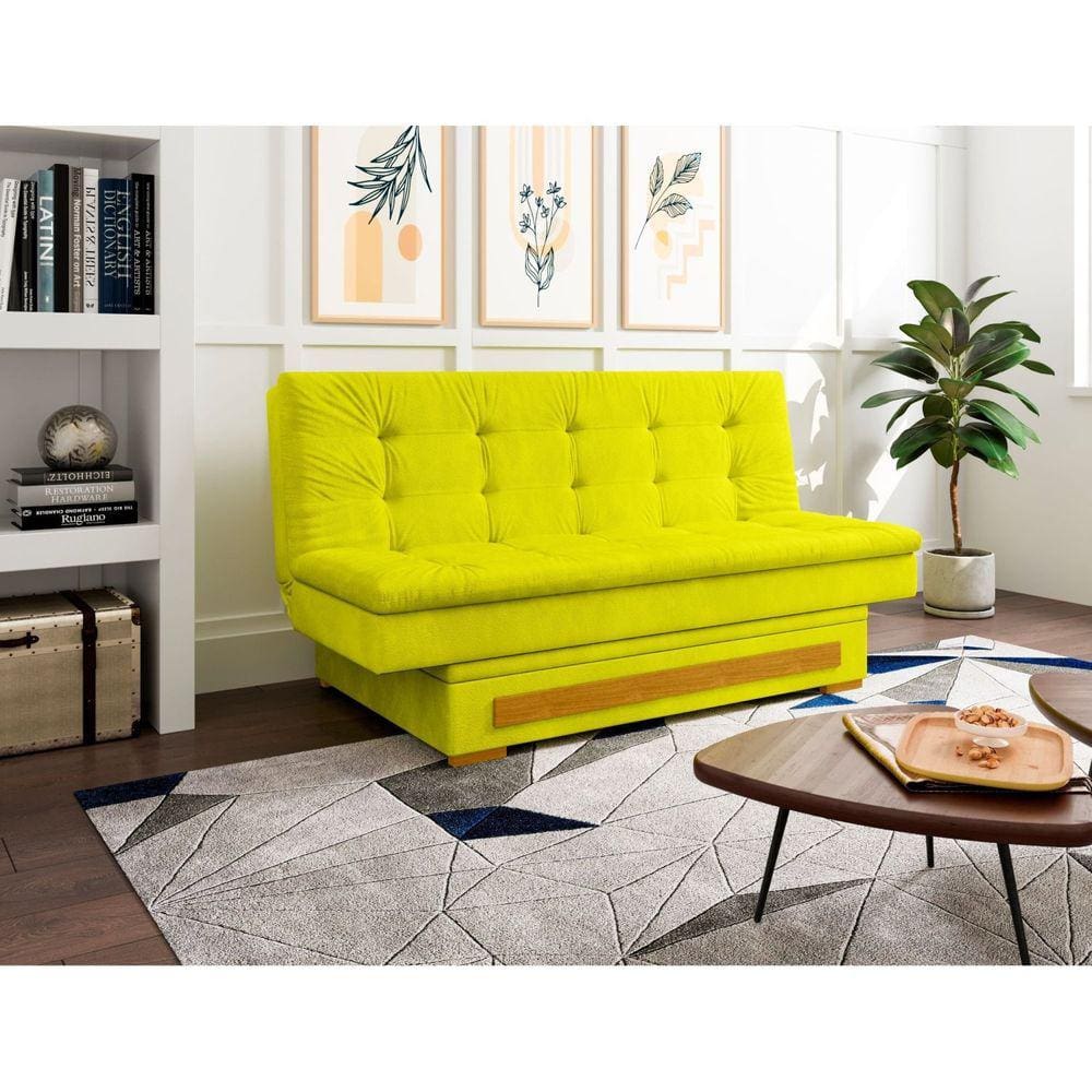 Sofa Cama com Baú Berilo Amarelo