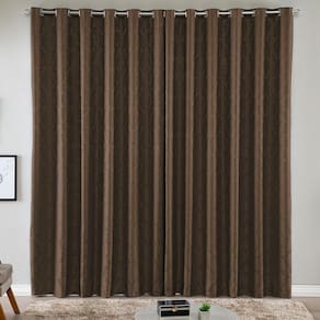 Cortina Turin Jacquard Semiblackout Floral 3,00x2,80m Para Sala Quarto Varão 3m Ilhóses - Tabaco