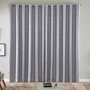 Cortina Turin Jacquard Semiblackout Floral 4,00x2,80m Para Sala Quarto Varão 4m Ilhóses - Cinza
