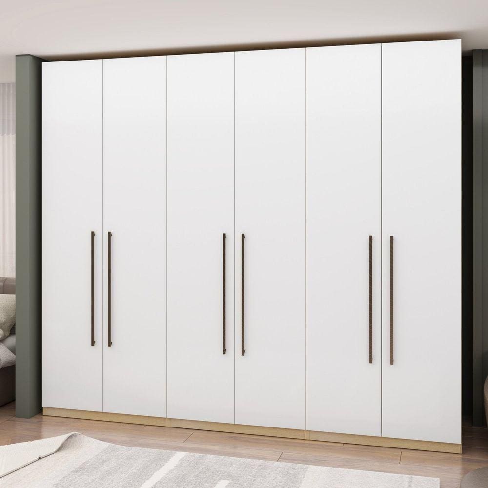 Guarda Roupas Casal 100% MDF 6 Portas 3 Gavetas Nero Savana/Branco