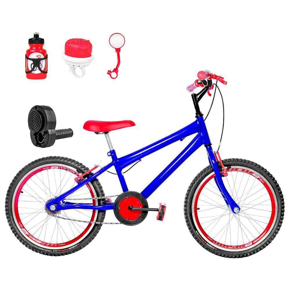 Bicicleta Infantil Aro 20 Aero e Acelerador Azul e Vermelha