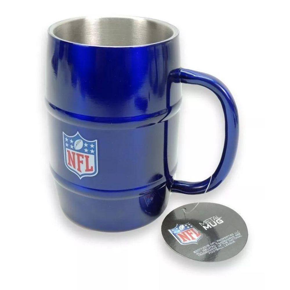 Caneca Chopp NFL Azul Aço Inox 500ml - Metal Mug
