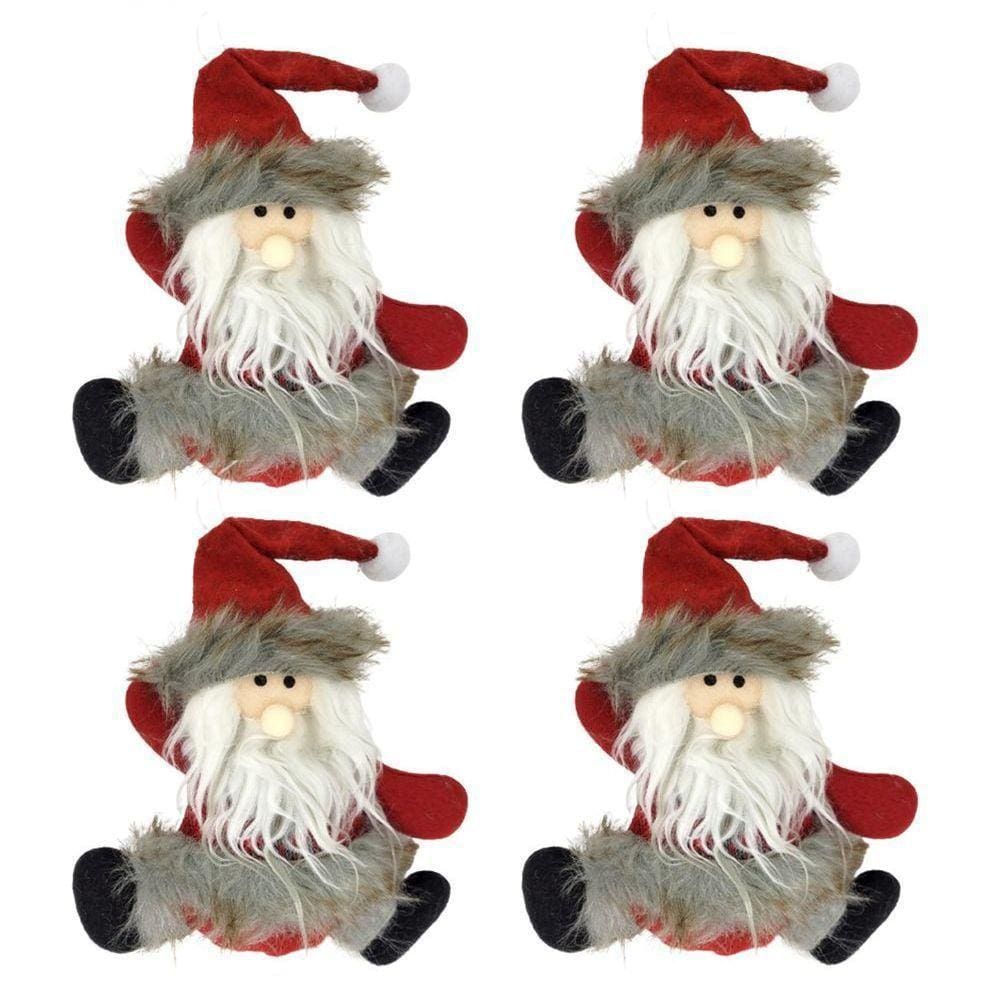 Kit 4 Bonecos Papai Noel Pelúcia 16cm Enfeite árvore Natal